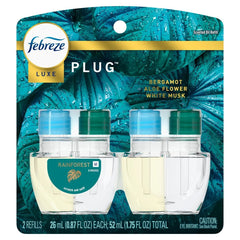 2X - Febreze Luxe Plug Dual Refill Air Freshener Rainforest - 1.75 fl oz/2ct