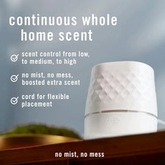 Febreze Plug Scent Booster Starter Kit, Oil Diffuser, Air Freshener Plug in, Continuous Scent Device + 2 Downy Calm Refills