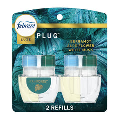 (3 pack) Febreze Plug In Air Freshener, Odor-Fighting Scented Oil Refill, Rainforest, 2 Refills