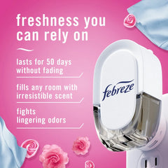 Febreze Plug In Air Freshener, Scented Oil Refill, Downy April Fresh, Starter Kit + 2 Refills