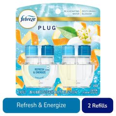 Febreze Plug In Air Freshener Odor-Fighting Scented Oil Refill Refresh & Energize 2 ct - 5 Pack