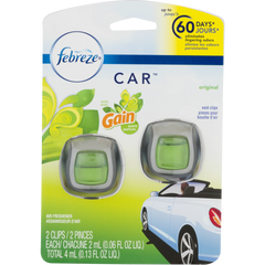 Febreze Car Odor-Eliminating Air Freshener, Gain Original, 2 Ct