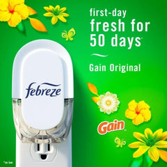 2X - Febreze Gain Original Scent Odor Fighting Fade Defy PLUG Air Freshener Oil Refills 3 pk / 0.87 fl oz
