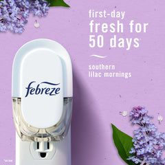 Febreze Plug In Air Freshener, Odor-Fighting Oil Refill, Southern Lilac Mornings, (4 Pack of 2 Refills)