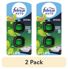 Febreze AUTO Car Air Freshener, Odor-Fighting Car Vent Clip, Gain Original, 2 Count