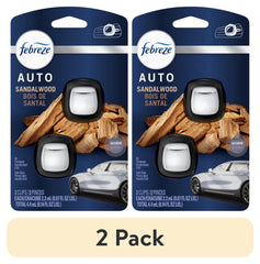 Febreze AUTO Car Air Freshener, Odor-Fighting Car Vent Clip, Sandalwood, 2 Count