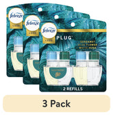 (3 pack) Febreze Plug In Air Freshener, Odor-Fighting Scented Oil Refill, Rainforest, 2 Refills