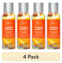 (4 pack) Mainstays Odor Neutralizing Room Spray, Cranberry Mandarin Air Freshner, 4 oz.