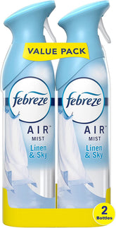 Febreze Air Mist Air Freshener Spray, Odor-Fighting Room Spray, Air Fresheners for Home and Bathroom and Kitchen, Aerosol Can, Linen & Sky Scent, 8.8oz, 2 Count(packaging may vary)