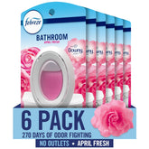 Febreze Bathroom Air Freshener, Odor-Fighting Plug-In Alternative, Home, Bathroom & Kitchen Use, Downy April Fresh Scent, 6 Count