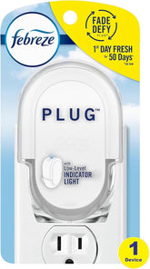 Febreze Fade Defy PLUG Air Freshener & Odor Fighting Starter Kit Linen & Sky Scent Oil Refill 1 pk