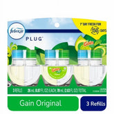 Febreze Gain Original Scent Odor Fighting Fade Defy PLUG Air Freshener Oil Refills 3 pk / 0.87 fl oz