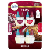 Febreze Odor-Fighting Fade Defy PLUG Air Freshener Baked Cinnamon Apple, Cranberry Crumble, .87 fl. oz. Oil Refill, 2 of Each