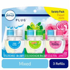 Febreze Odor-Fighting Fade Defy PLUG Air Freshener, Downy April Fresh, Gain Original, Linen & Sky