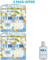 Febreze Plug In Air Freshener, Odor-Fighting Scented Oil Refill, Refresh & Energize, 2 Refill