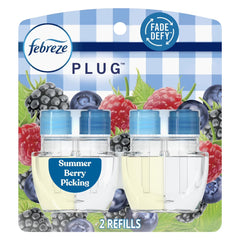 Febreze Plug In Air Freshener, Odor-Fighting Scented Oil Refill, Summer Berry Picking, 2 Refills