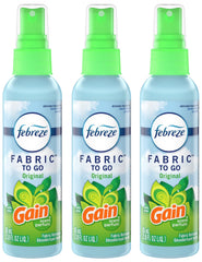 Febreze To Go Fabric Odor-Eliminating Refresher with Gain Original Scent, 2.8 Fl Oz, 3 Pack