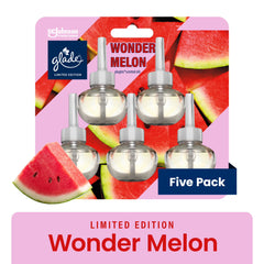 Glade PlugIns Scented Oil Refills, Air freshener, Wonder Melon, Infused with Essential Oils, 0.67 oz, 5 Count