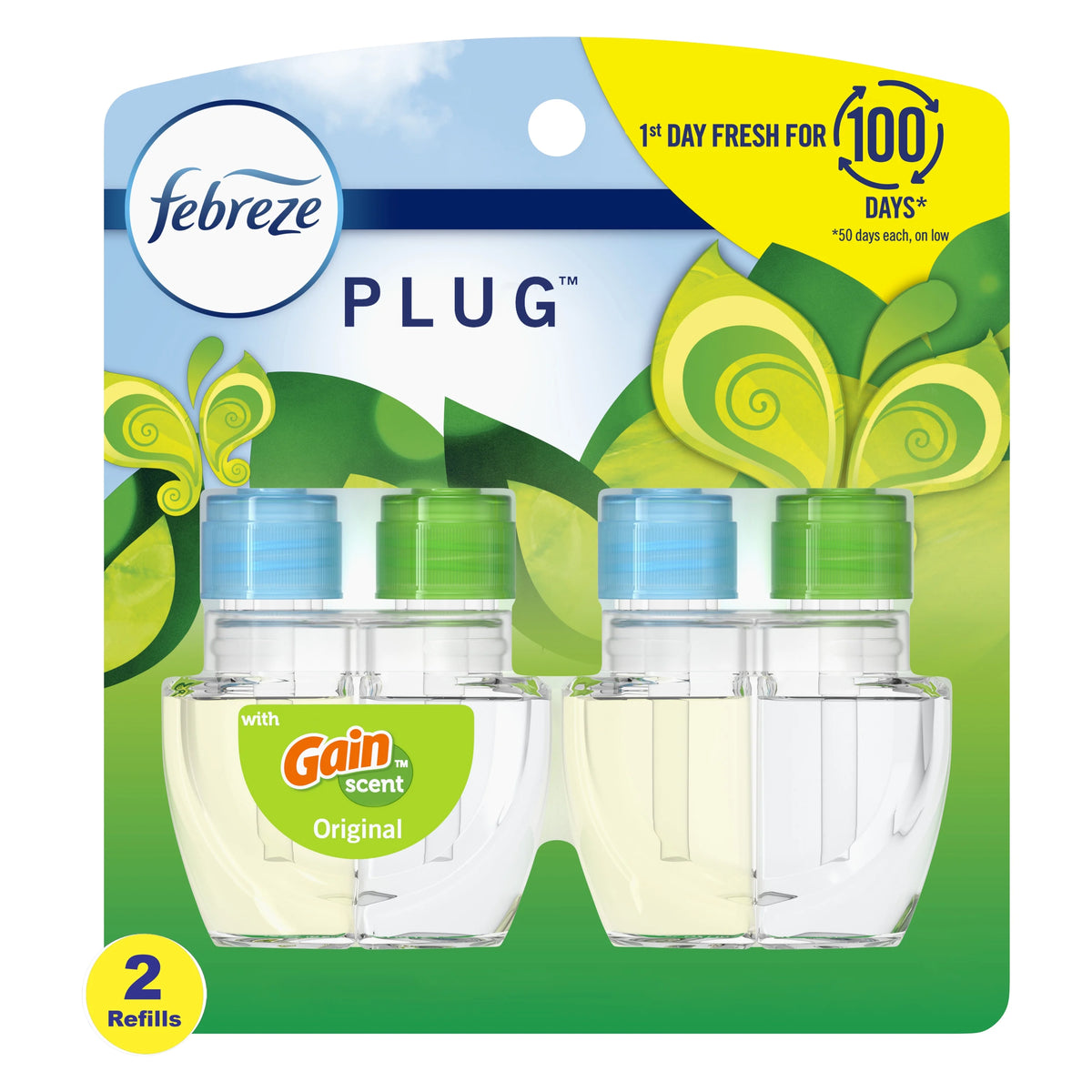 (6 pack) Febreze Plug In Air Freshener, Odor-Fighting Scented Oil Refill, Gain Scent, 2 Refills