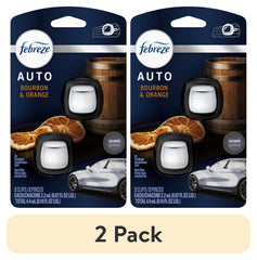 Febreze AUTO Car Air Freshener, Odor-Fighting Car Vent Clip, Bourbon & Orange, 2 Count