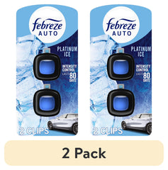 Febreze AUTO Car Air Freshener, Odor-Fighting Car Vent Clip, Platinum Ice, 2 Count