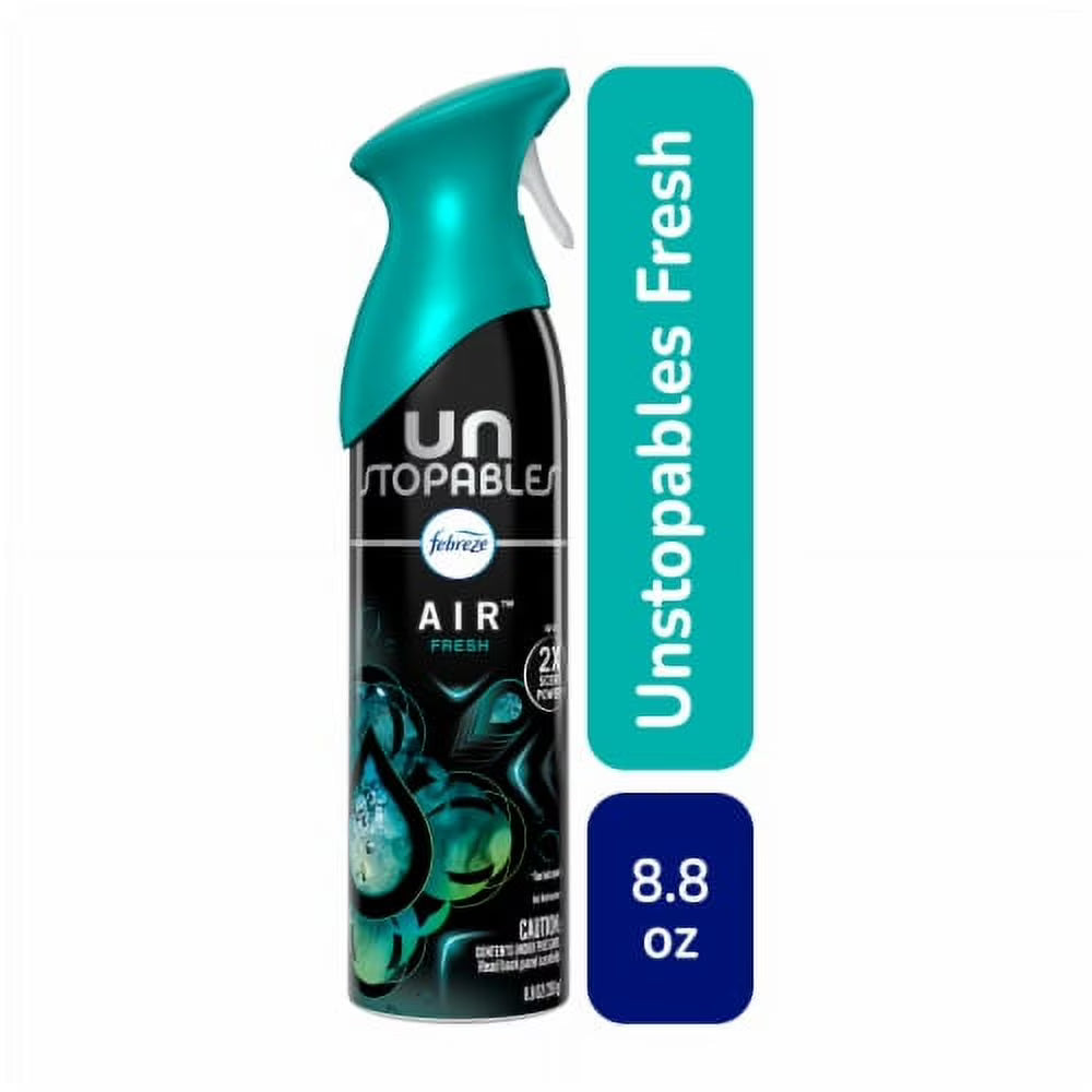 2X - Febreze Air Mist Air Freshener Spray, Aerosol Can, Unstopable Fresh Scent, 8.8oz, 1 ct