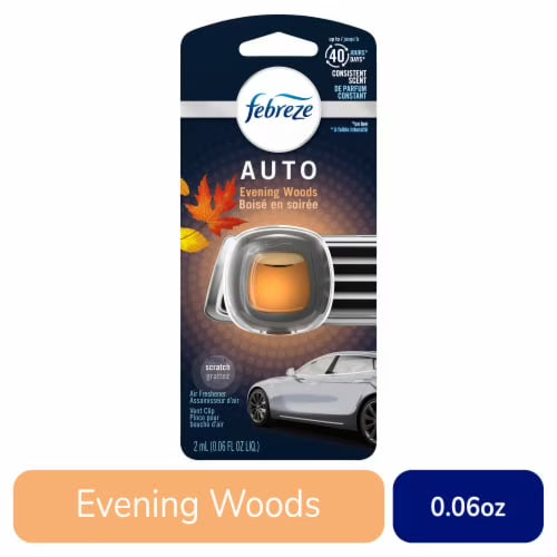 2X - Febreze Evening Woods AUTO Odor-Eliminating Car Freshener Vent Clip