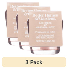 (3 pack) Better Homes & Gardens Aroma Accents Oil Refill 24 mL, Cashmere & Marshmallow