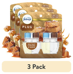 Febreze Plug Refill Odor-Fighting Air Freshener Sea Salt Caramel & Maple Scent, 3 Ct 0.87 fl oz Each