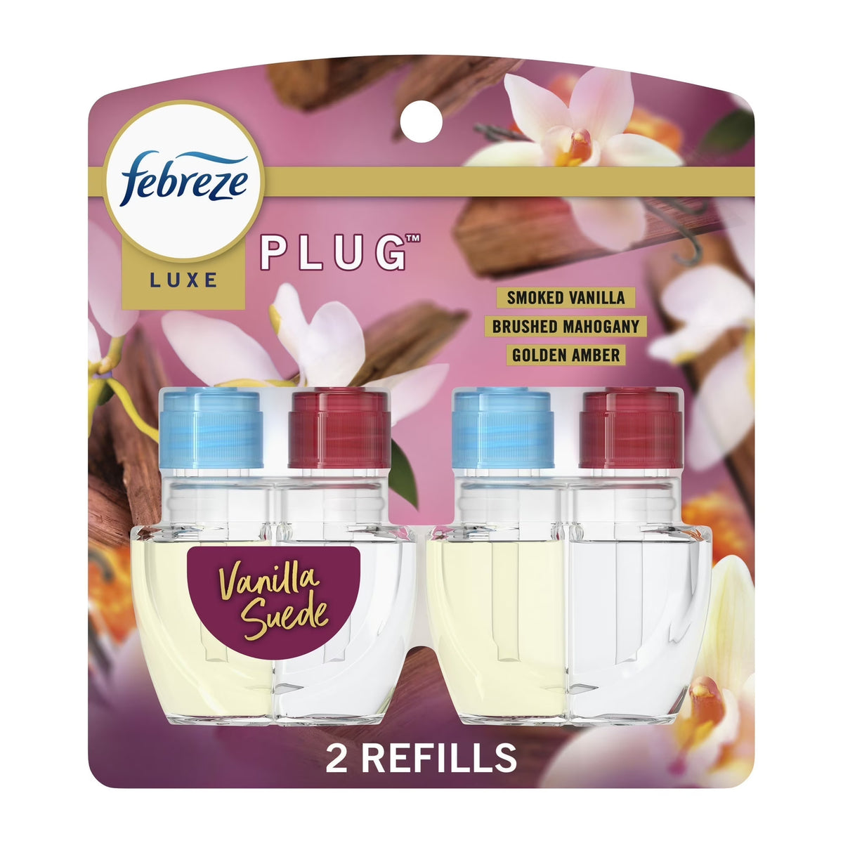 ( 4 Pack ) Febreze Plug In Air Freshener, Odor-Fighting Scented Oil Refill, Vanilla Suede Scent, 2 Refill