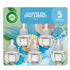 Air Wick Plug-In Scented Oil Air Freshener Warmer Refills, Calming Sea Spray and Breeze, 5 Count