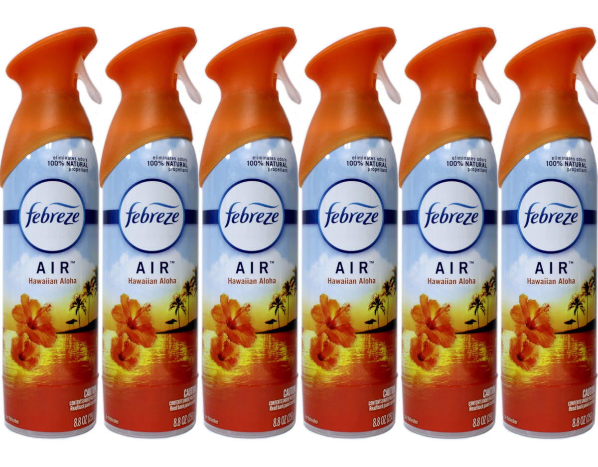 Febreze Air Freshener Spray - Spray - 8.5 fl oz (0.3 quart) - Hawaiian Aloha - 6 / Carton - Odor Neutralizer, VOC-free