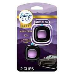 Febreze Car Air Freshener, Odor-Fighting Car Vent Clip, Mountain, 2 Count
