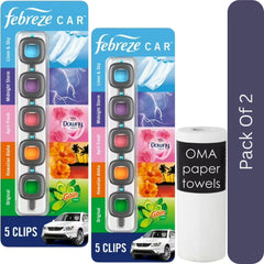 Febreze Car Air Freshener Vent Clips – Mixed Scent (5 ct.)-2pk, With Paper Towel By OMA