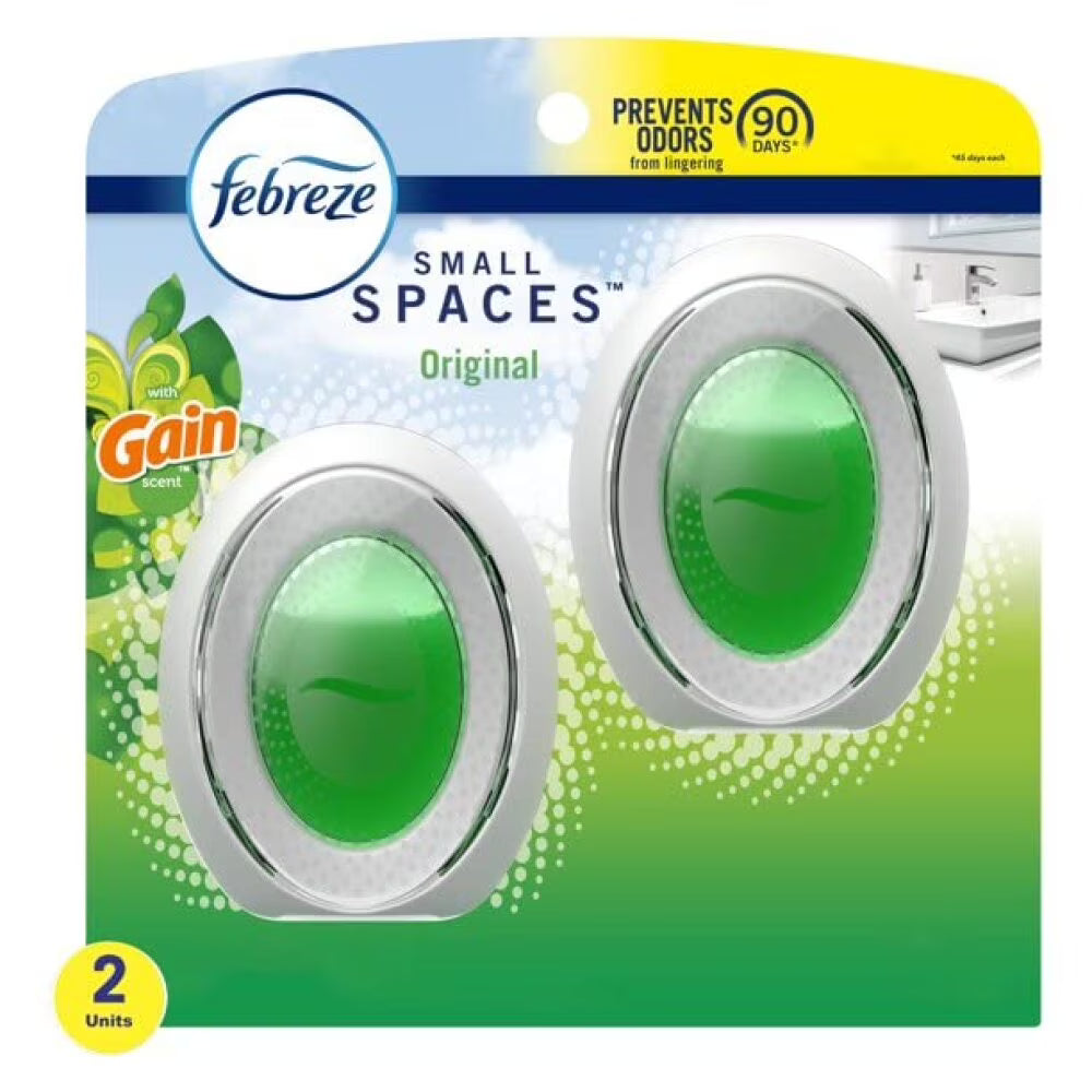 Febreze Odor-Eliminating Small Spaces Air Freshener, Gain Original Scent, 2 Count (Pack of 24)