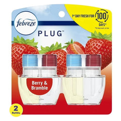 Febreze Plug In Air Freshener, Odor-Fighting Scented Oil Refill, Berry & Bramble, (2 Pack of 2 Refills)