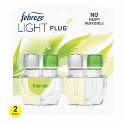 Febreze Plug In Air Freshener, Odor-Fighting Scented Oil Refill, Light Bamboo Scent, 4 Refills Total