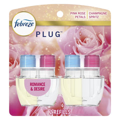 Febreze Plug In Air Freshener, Odor-Fighting Scented Oil Refill, Romance & Desire, 4 Refills Total