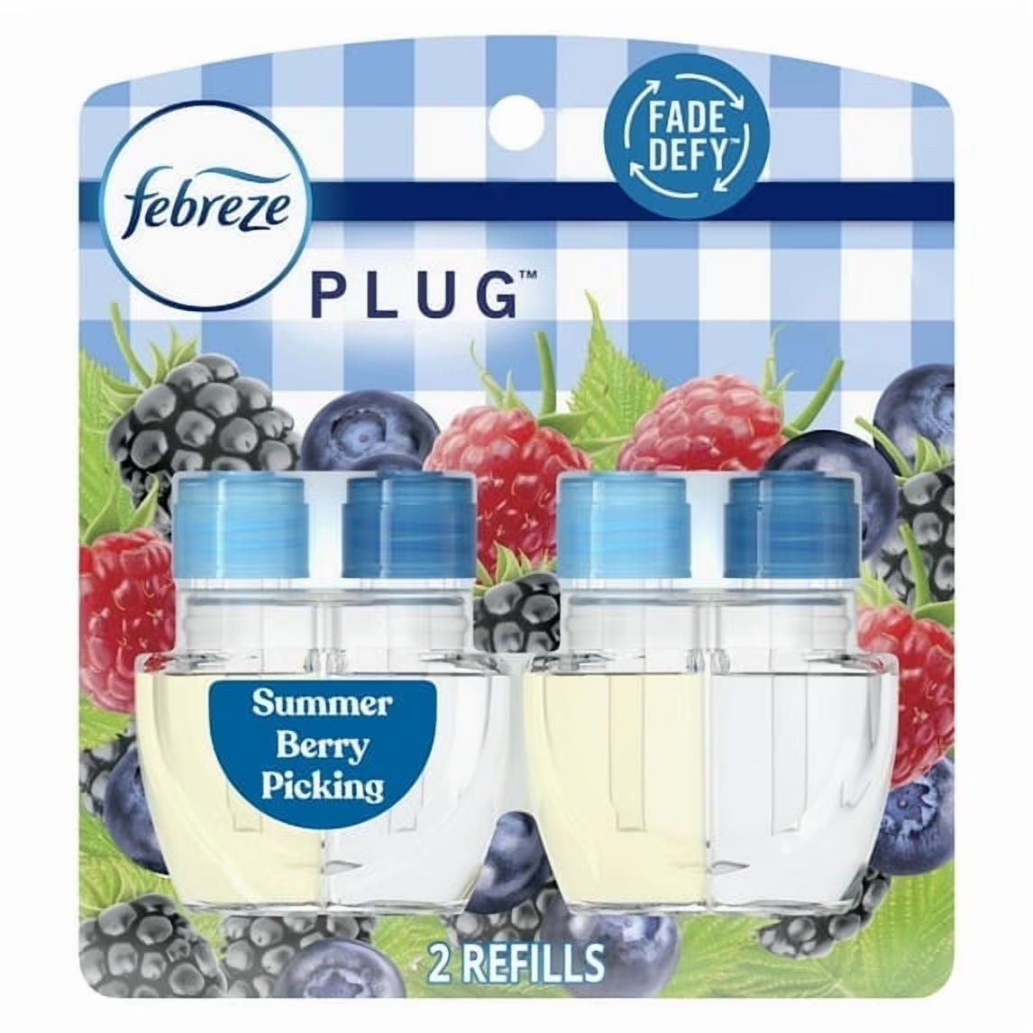Febreze Plug In Air Freshener, Odor-Fighting Scented Oil Refill, Summer Berry Picking, 4 Refills Total