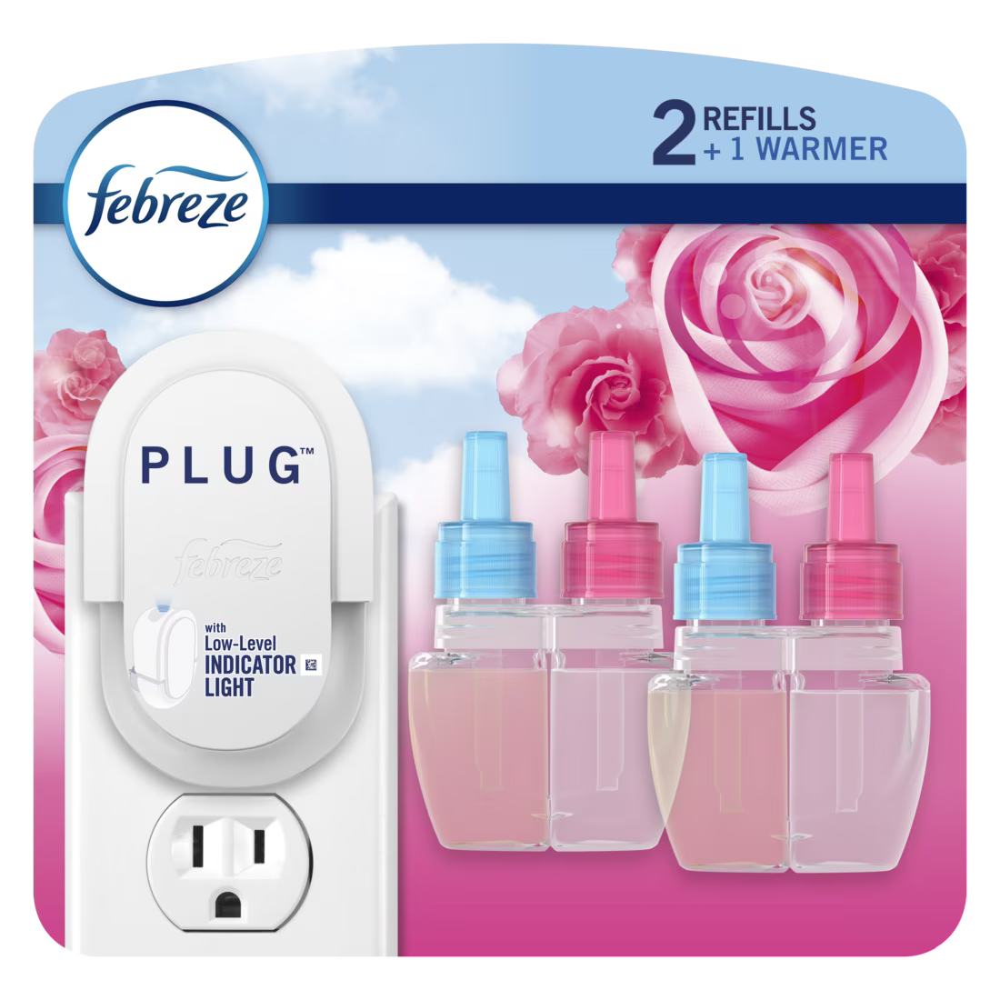 Febreze Plug In Air Freshener, Scented Oil Refill, Downy April Fresh, Starter Kit + 2 Refills