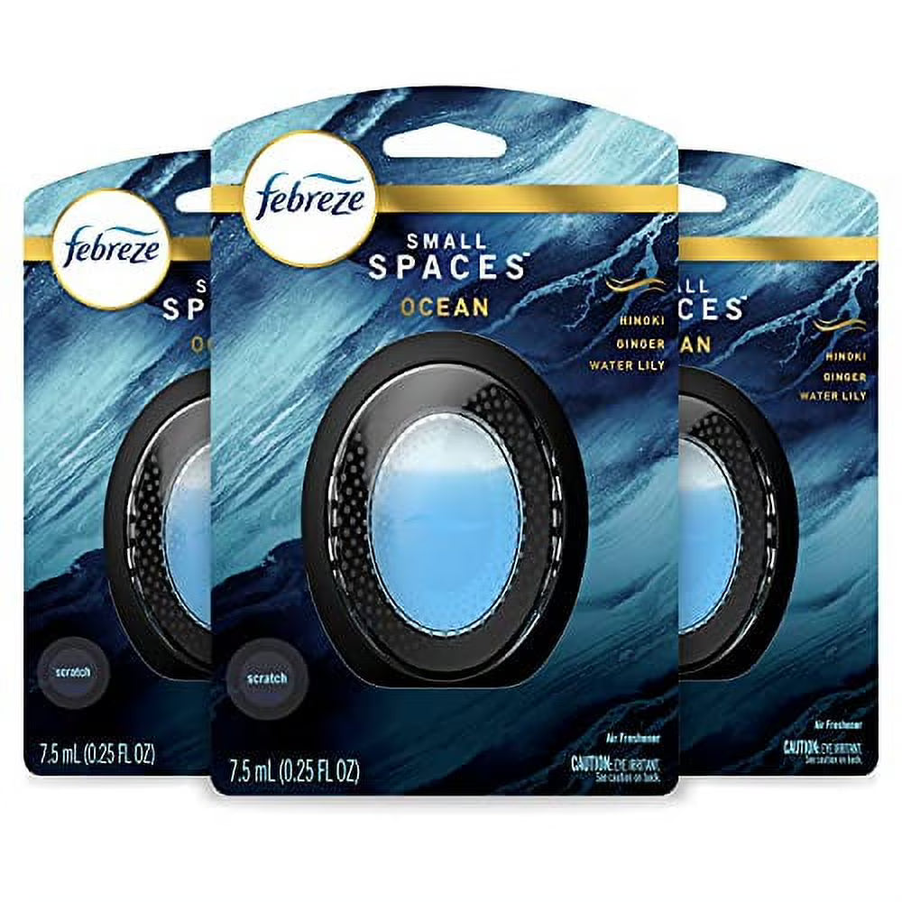 Febreze Small Spaces Air Freshener, Ocean Scent, 0.25 Fl Oz, Pack of 3