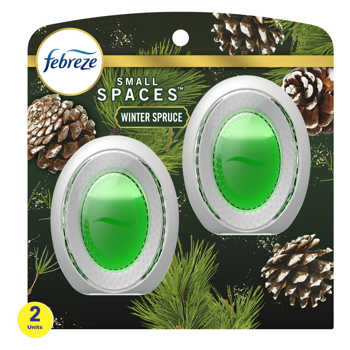Febreze Small Spaces Holiday Air Freshener Winter Spruce Scent, .25 oz each, Pack of 2