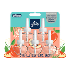 Glade® PlugIns®, Juicy Peach & Elderflower Scented Oil, 3.35 oz, 5 Count